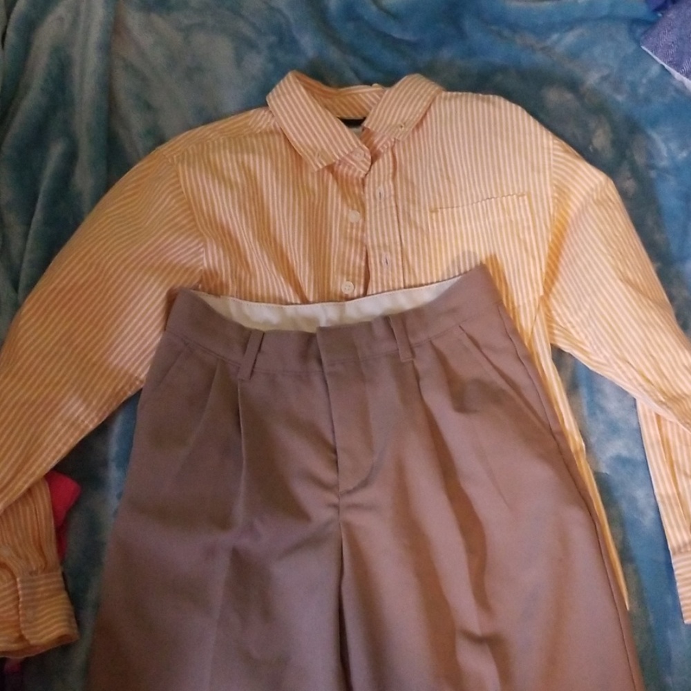 Yellow Striped Button Down wit Khakis